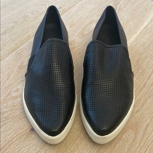 Black Perforated Slip-On Men's Shoes